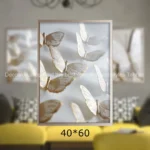 تابلو طرح نقاشی گل و پروانه طلایی مدل BE-427 مجموعه 3 عددی