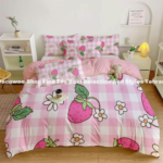 روتختی دخترانه طرح توت فرنگی صورتی
